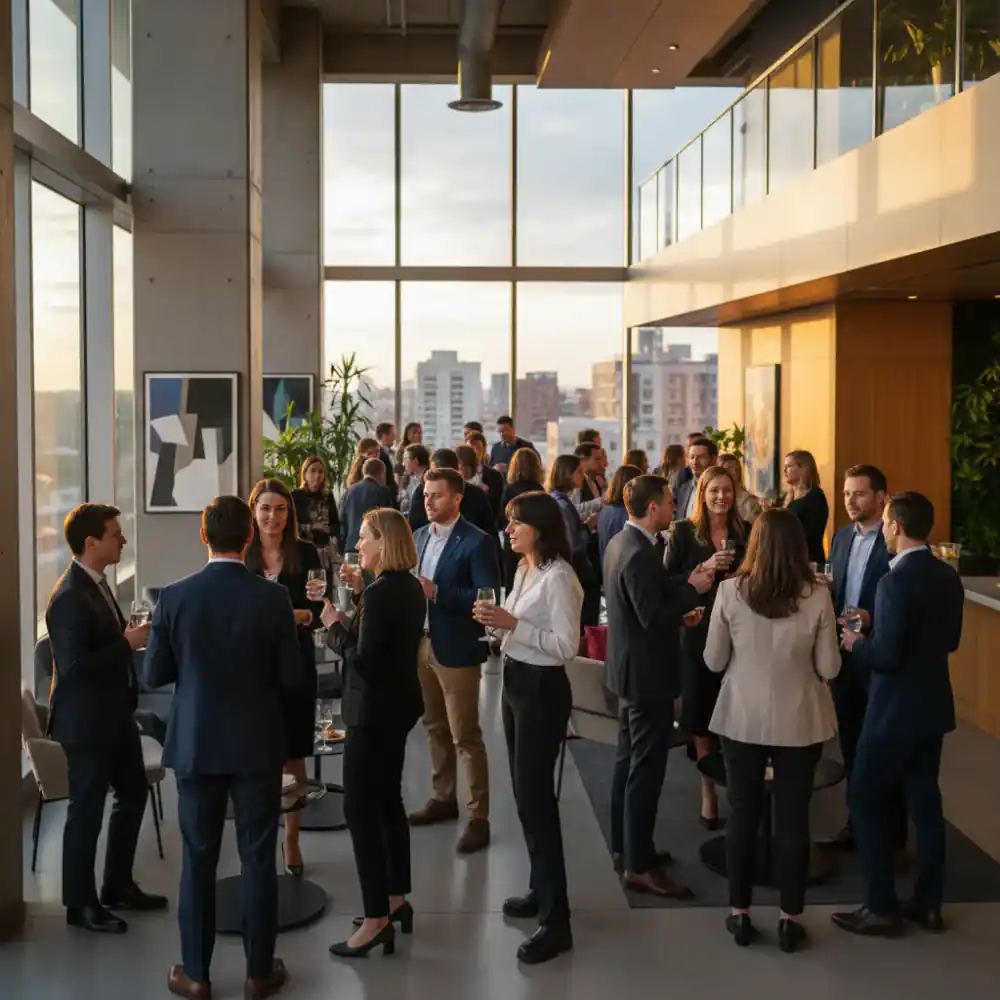 Members networking at a community event