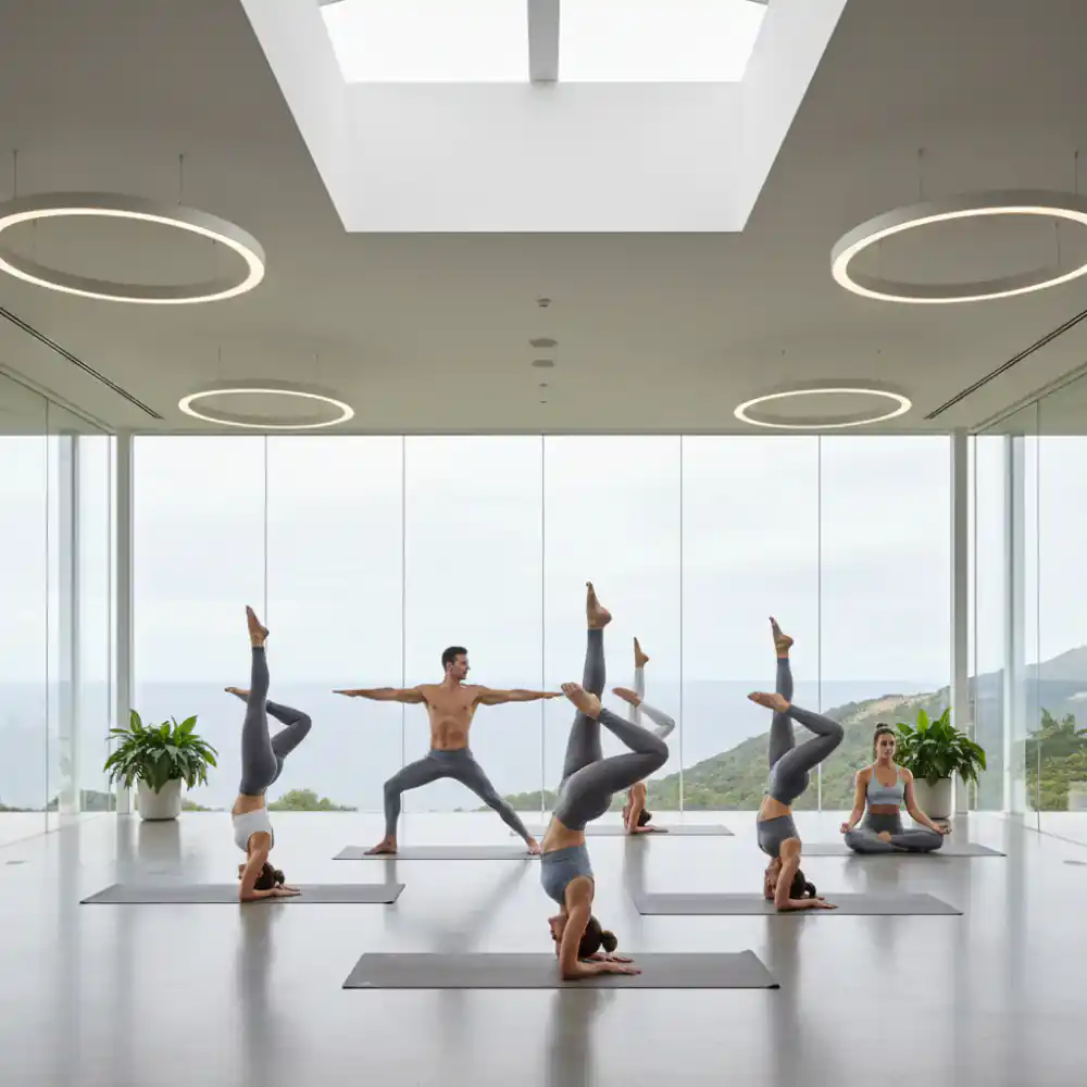 Yoga session in open space