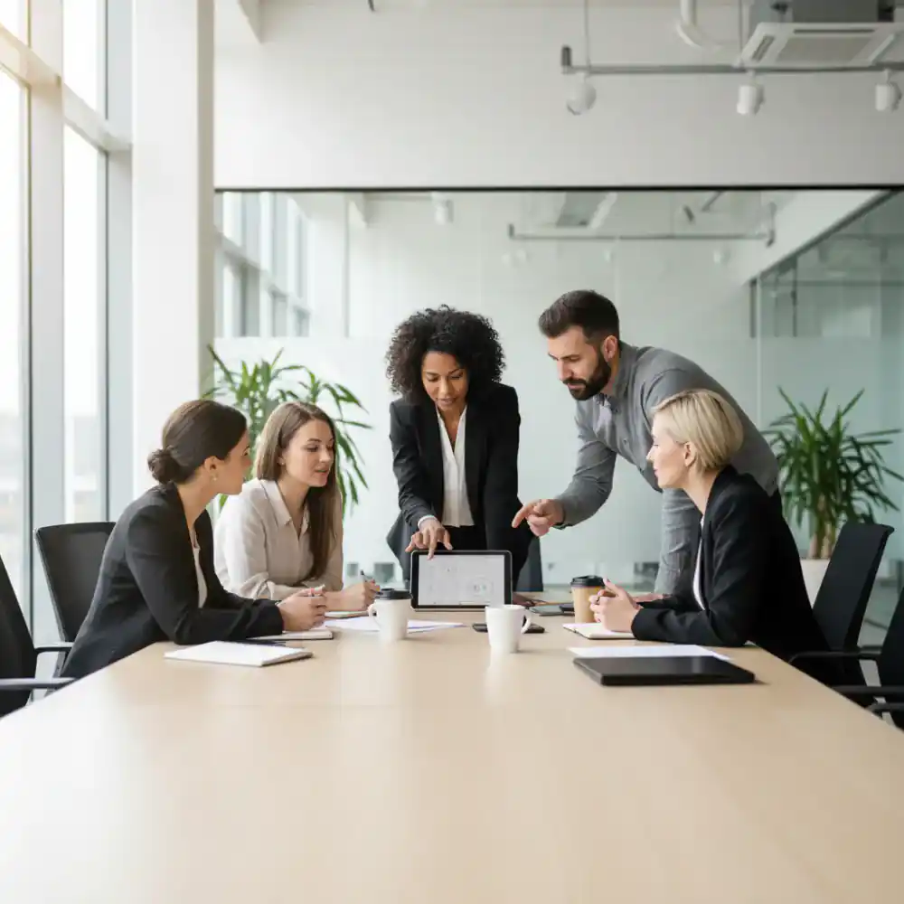 Group of professionals collaborating around a table